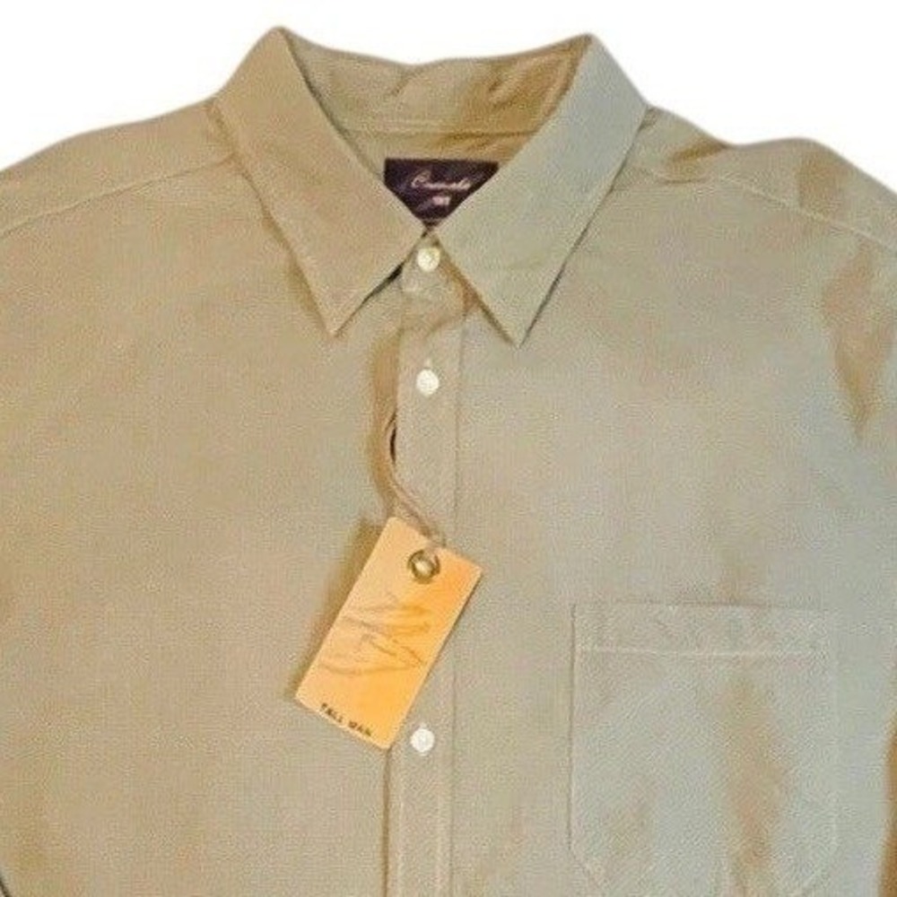 Roundtree & Yorke Button Down Shirt Mens 3XT Olive Green Cotton Tall Casual